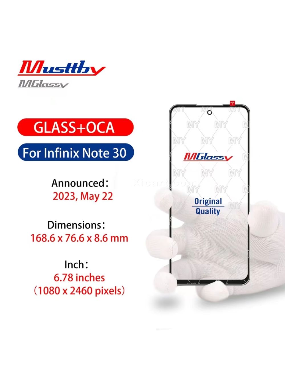 Front Cover Glass Lens (+OCA) for Samsung Mustthy
