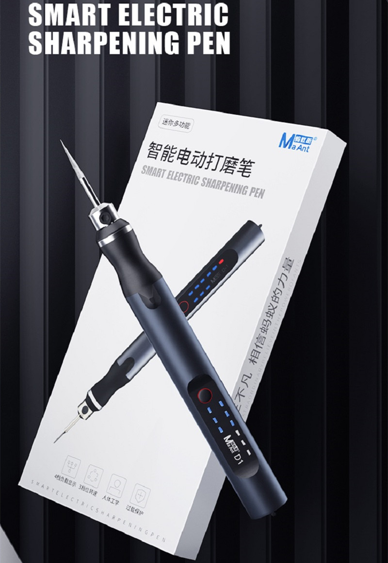 MaAnt D1 Electric Grinding Pen Smart Charging Engraving Pen Phone CPU IC  Polishing Lattice Cutting Tools Set LCD OCA Remover