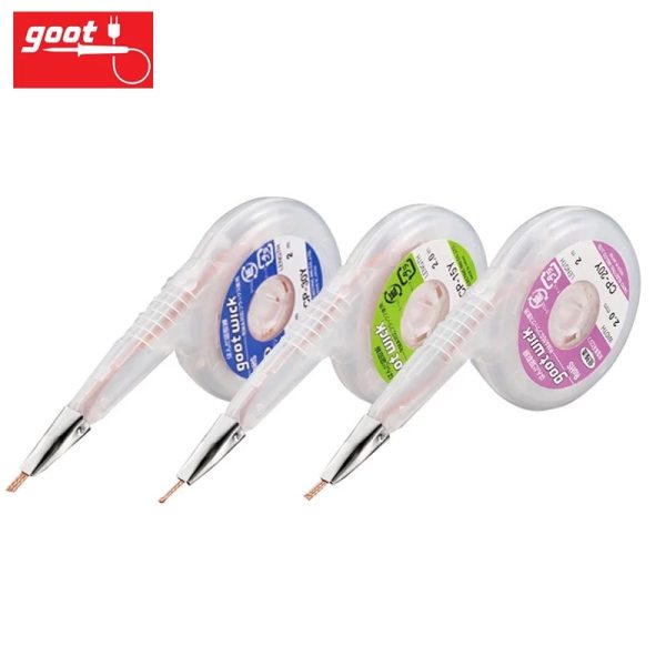 08002e1b-8736-4c78-ba3a-caa7a2e391c9 Goot Lead-free RoHS MSDS Anti-Hot Desoldering Wick BGA Braid Copper Wire Solder Remover 1.5mm 2mm 2.5mm 3mm Width