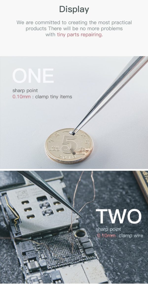Non-magnetic Pointed Stainless Steel Tweezers #MEGA-IDEA