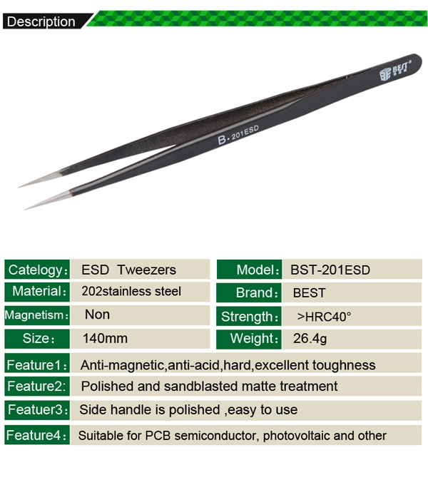 Anti-static Tweezers /BEST BST-201ESD