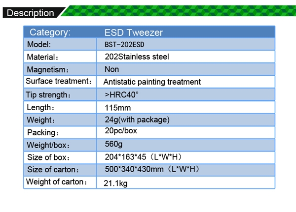 Anti-static Tweezers /BEST BST-202ESD