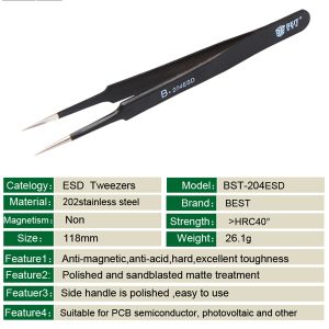 Anti-static Tweezers /BEST BST-204ESD