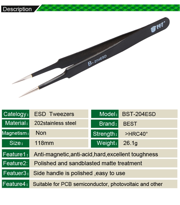 Anti-static Tweezers /BEST BST-204ESD