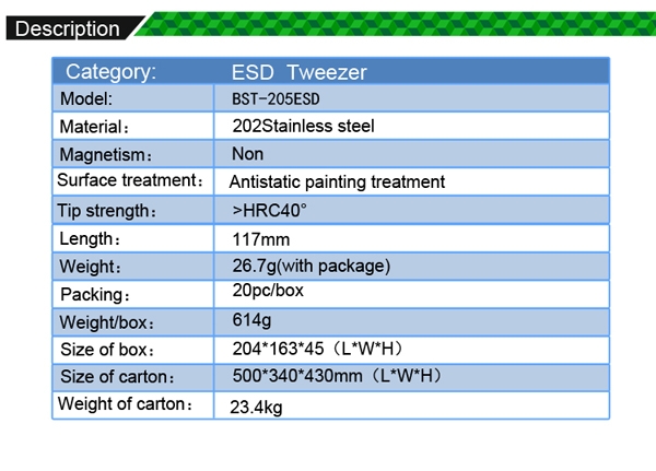 Anti-static Tweezers /BEST BST-205ESD