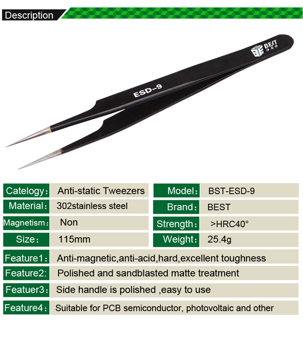 Anti-static Tweezers /BEST BST-ESD-9
