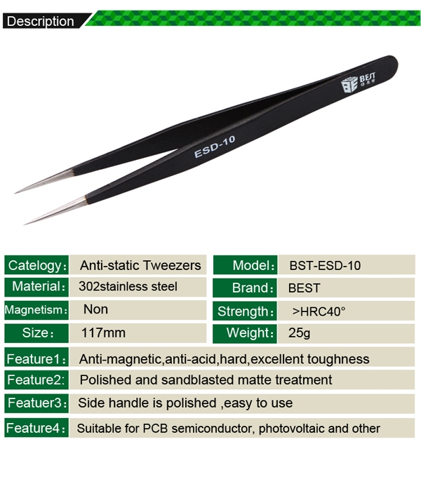 Anti-static Tweezers /BEST BST-ESD-10