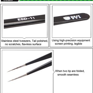 Anti-Static Fine Tip Straight Tweezers /BEST BST-ESD-11 - Image 7