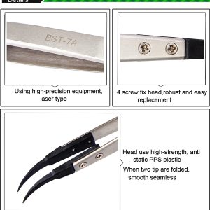 Anti-Static Fint Tip Curved Tweezers /BEST BST-7A - Image 5