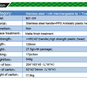 Anti-Static Fine Tip Straight Tweezers /BEST BST-259 - Image 6