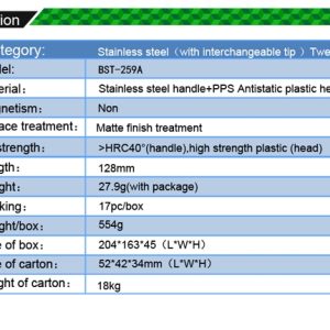 Anti-Static Fine Tip Straight Tweezers /BEST BST-259A - Image 7