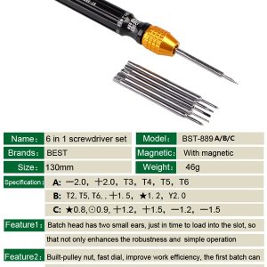 6 in 1 Muti-function Screwdriver Set for iPhone Samsung /BEST BST-889 A/B/C