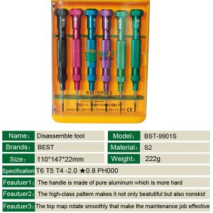 6pcs Electronic tools Screwdriver Set /BEST BST-9901S