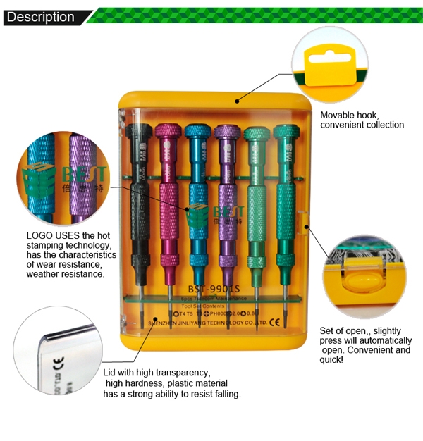6pcs Electronic tools Screwdriver Set /BEST BST-9901S
