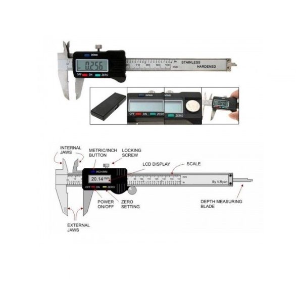 LCD Electronic Digital Gauge Stainless Vernier Caliper 150mm 6 inch Micrometer