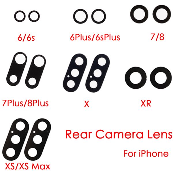 2PCS/SET Rear Camera Glass Lens for iPhone 6 6s 6Plus 6sPlus 7 7Plus 8 8 Plus X XR XS XS Max