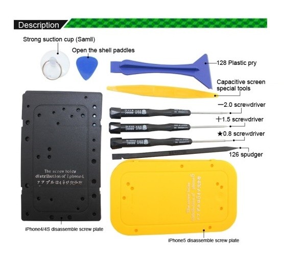 10 in 1 BST-605 Tool Kit Disassemble Opening Tools For iPhone 4 4G 4S 5 5C 5G 5S