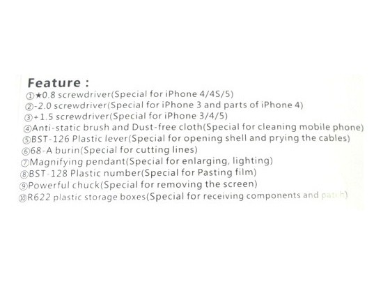 3279 BST-607 12 in 1 Professional Disassembly Tools for iPhone 4/4S/5