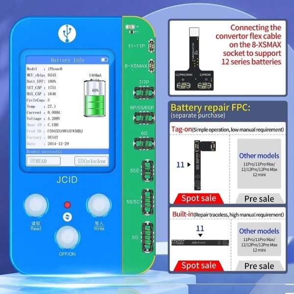3aa56e3c-07da-4686-8d42-a13668c75e1f JC V1S Battery Repair Board Flex Cable for for iPhone 11 12 13 14 Pro Max Battery Data Reading and Writing Remove Erro