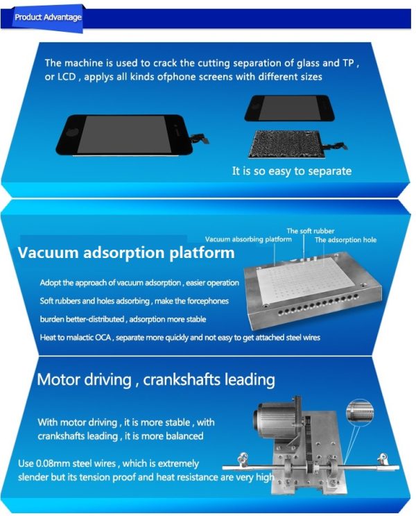 LCD Separator Machines Replace LCD Touch Panel Digitizer Glass 3.5-7 inch # YMJ