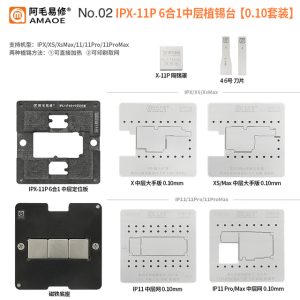 AMAOE 6 IN 1 Middle layer reballing stencil station kits for iphone X XS XSMAX 11 12 13 11Pro/Max - Image 7