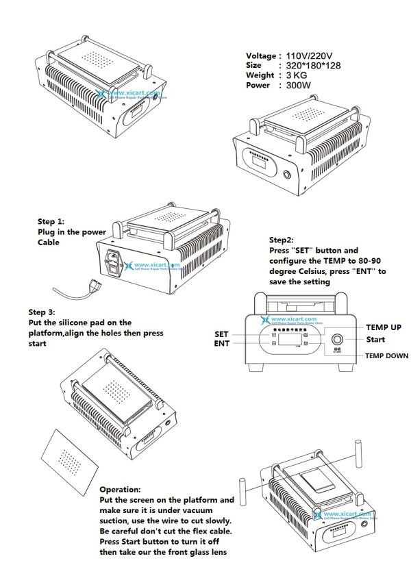 Built-in Vacuum LCD Separator Machine for LCD Max 7 inch Glass Removing #MT