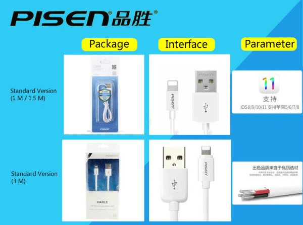 Fast Charging Data Lightning to USB Cable for iPhone #PISEN