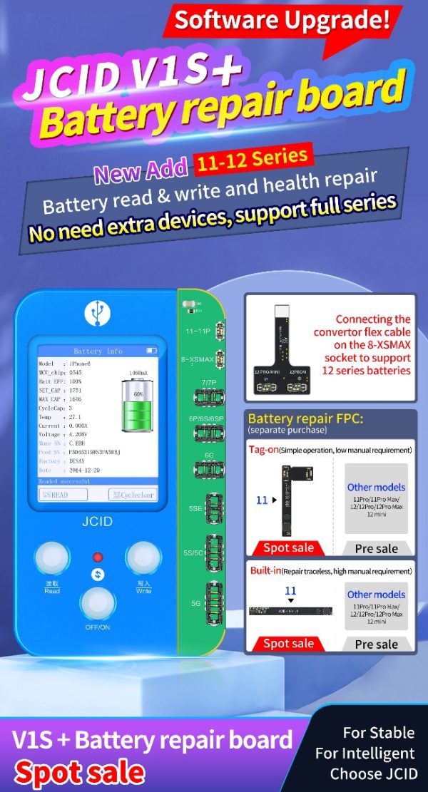 JC V1S Battery Repair Board Flex Cable for for iPhone 11 12 13 14 Pro Max Battery Data Reading and Writing Remove Erro