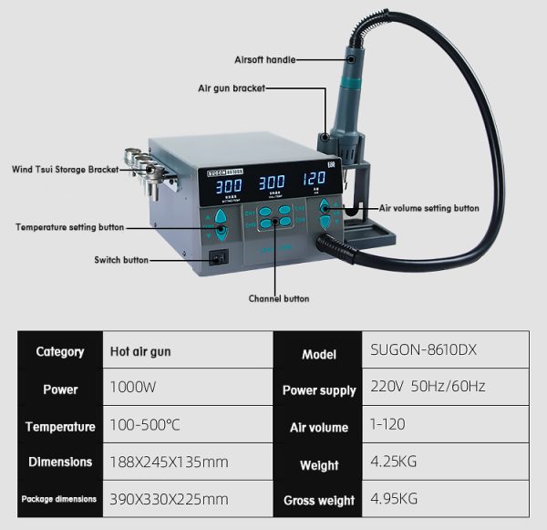 heat gun lead free hot air soldering station microcomputer temperature Rework Station #Sugon 8610DX
