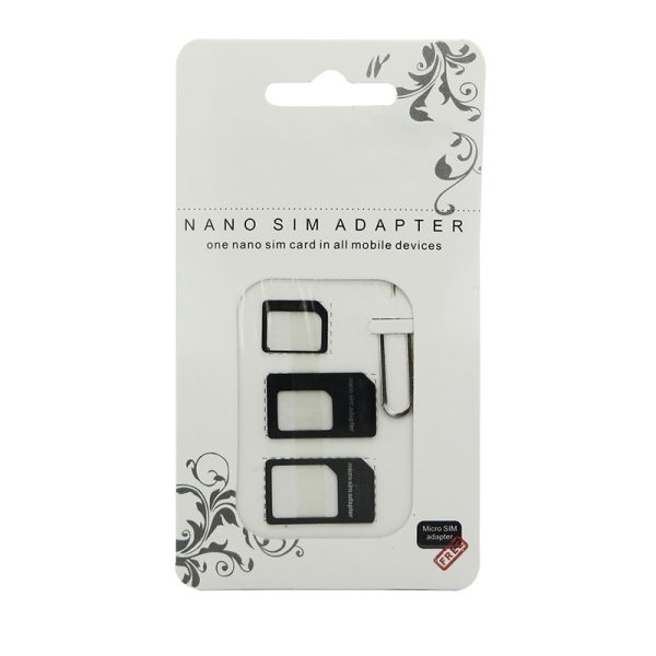 Nano SIM Card Adapter 4 in 1 micro sim adapter with Eject Pin Key Retail Package #Noosy