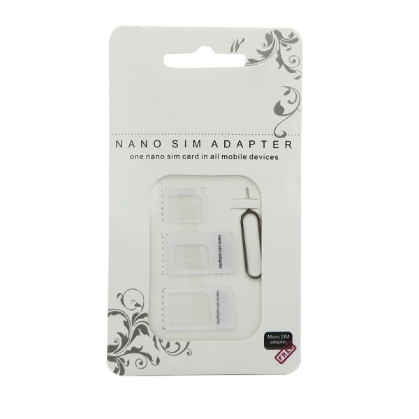 Nano SIM Card Adapter 4 in 1 micro sim adapter with Eject Pin Key Retail Package #Noosy