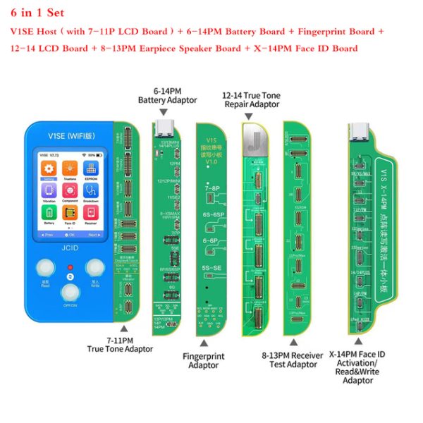 JC Phone Reading Programmer V1SE Face ID 6 in 1 JCID Photosensitive Original Color Dot Matrix Board For Iphone Ture Tone