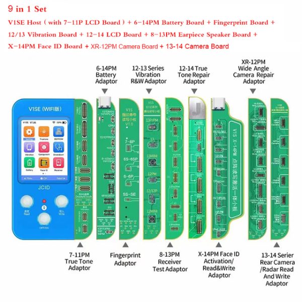 JC Phone Reading Programmer V1SE Face ID 6 in 1 JCID Photosensitive Original Color Dot Matrix Board For Iphone Ture Tone
