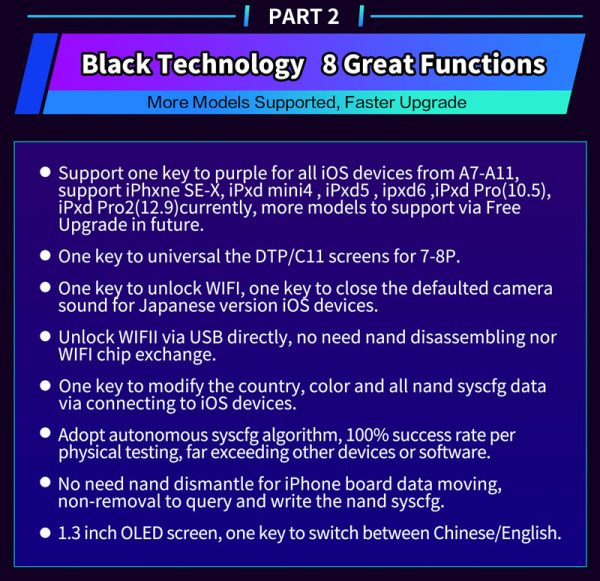 JC B-BOX C3 DFU Box Window DCSD Cable For IOS A7-A11 One Key Purple Mode for iPhone & iPad Unlock WIFI Modify NAND Syscfg