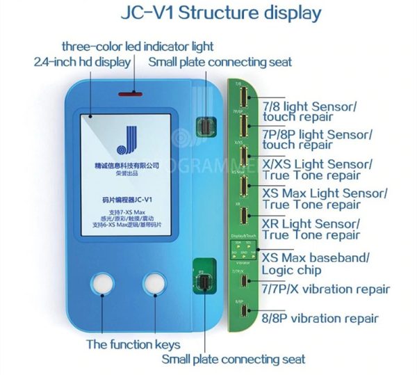 JC V1 EEPROM Programmer for iPhone 11 Pro Max 11 Pro X XR XS XS MAX 8P 7 Original Color/Touch Vibrator Repair Logic Board