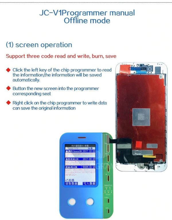JC V1 EEPROM Programmer for iPhone 11 Pro Max 11 Pro X XR XS XS MAX 8P 7 Original Color/Touch Vibrator Repair Logic Board