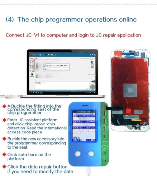 JC V1 EEPROM Programmer for iPhone 11 Pro Max 11 Pro X XR XS XS MAX 8P 7 Original Color/Touch Vibrator Repair Logic Board