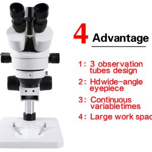 LCD Screen Continuous Zoom Binocular Visual 21-135X Trinocular Stereo Microscope+Industrial Camera+56 LED Light for LAB PC