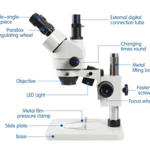 LCD Screen Continuous Zoom Binocular Visual 21-135X Trinocular Stereo Microscope+Industrial Camera+56 LED Light for LAB PC