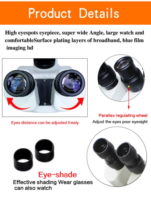 LCD Screen Continuous Zoom Binocular Visual 21-135X Trinocular Stereo Microscope+Industrial Camera+56 LED Light for LAB PC