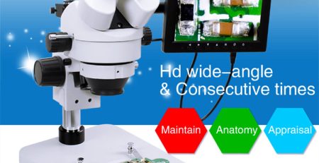 LCD Screen Continuous Zoom Binocular Visual 21-135X Trinocular Stereo Microscope+Industrial Camera+56 LED Light for LAB PC