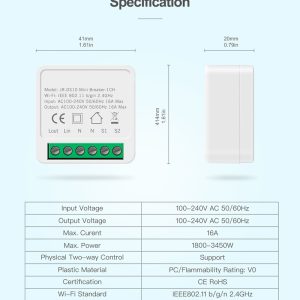 16A Mini Smart Wifi DIY Switch Supports 2 Way Control, Smart Home Automation Module, Works with Alexa Google Home Smart Life App - Image 3