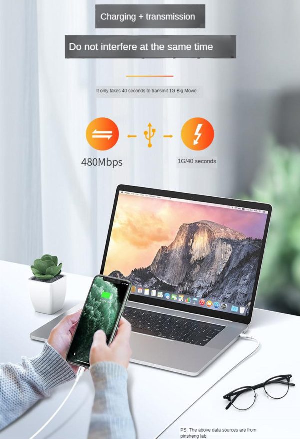 Pisen PD 30W 3A Phone Charging Data 3.0 Fast Charger Type-c to Lighting Cable for iPhone