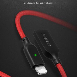 Fast Charging Auto disconnect 2A 1.2M braided Fabric iPhone lightning cable #Pisen - Image 5