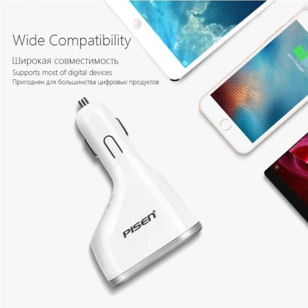 Salable car charger usb wireless cell phone car charger 2 USB Ports #Pisen