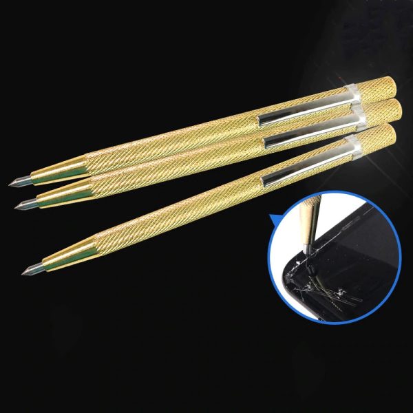 Punch Steel Spring Loaded Metal Diamond Pen for Phone Rear Glass LCD Screen Cracking Wood Carving Scribing