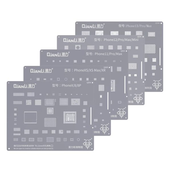 Qianli BGA Reballing Stencil for iPhone 13 12 11 Pro Max XS XR X 8 7 6S 6 IC Chip CPU Tin Planting Soldering Template