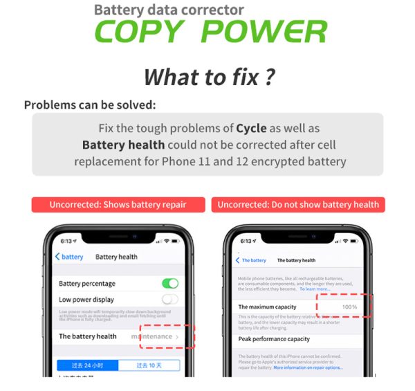 Qianli Copy Power Battery Data Corrector For iPhone 11 12 Pro Max Mini Battery Pop Ups Widows Repair Error Health Warnning
