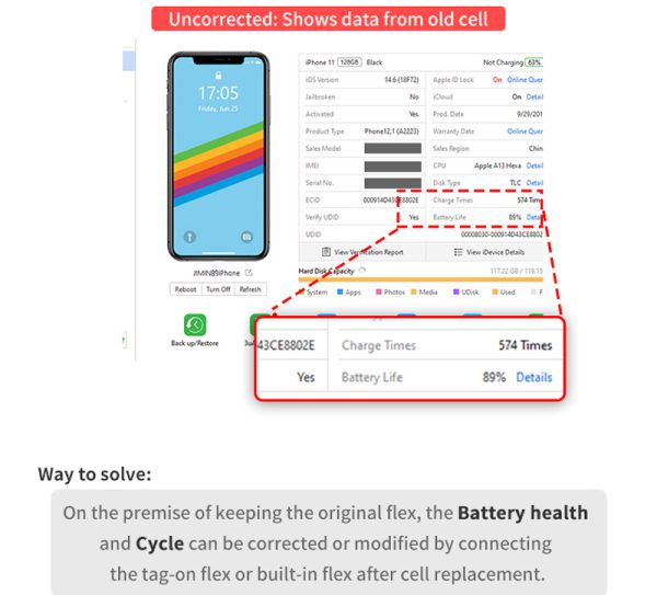 Qianli Copy Power Battery Data Corrector For iPhone 11 12 Pro Max Mini Battery Pop Ups Widows Repair Error Health Warnning