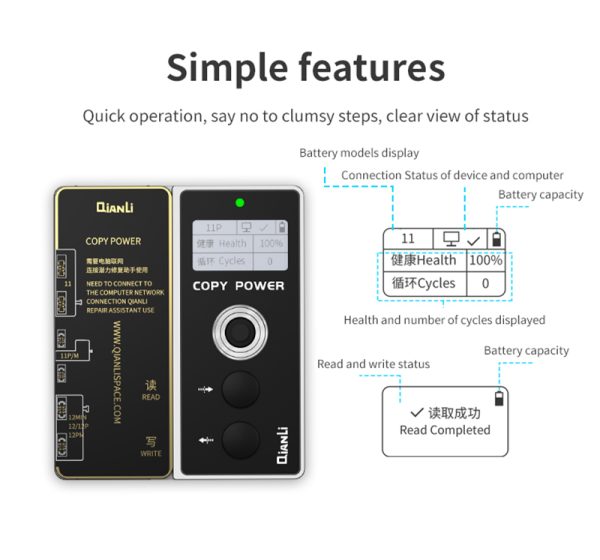 Qianli Copy Power Battery Data Corrector For iPhone 11 12 Pro Max Mini Battery Pop Ups Widows Repair Error Health Warnning